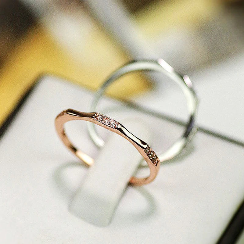Huitan Thin CZ Rings for Women – Trendy Daily Wear Jewelry Fashion Ring Axl