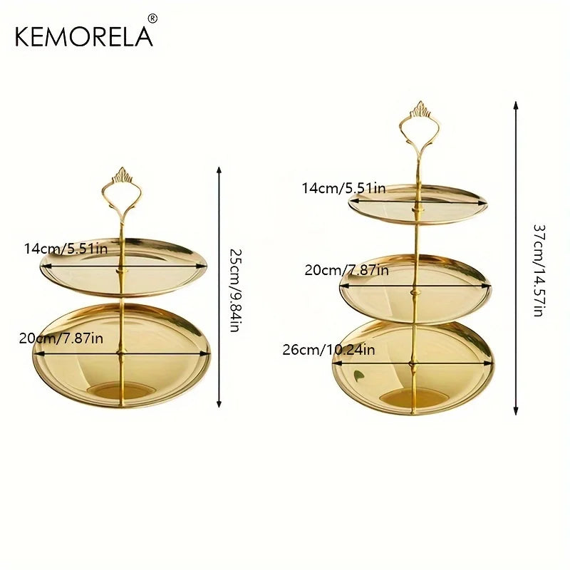 KEMORELA 2/3 Tier Stainless Steel Cake Stand – Gold & Silver Tiered Cake Stand Axl