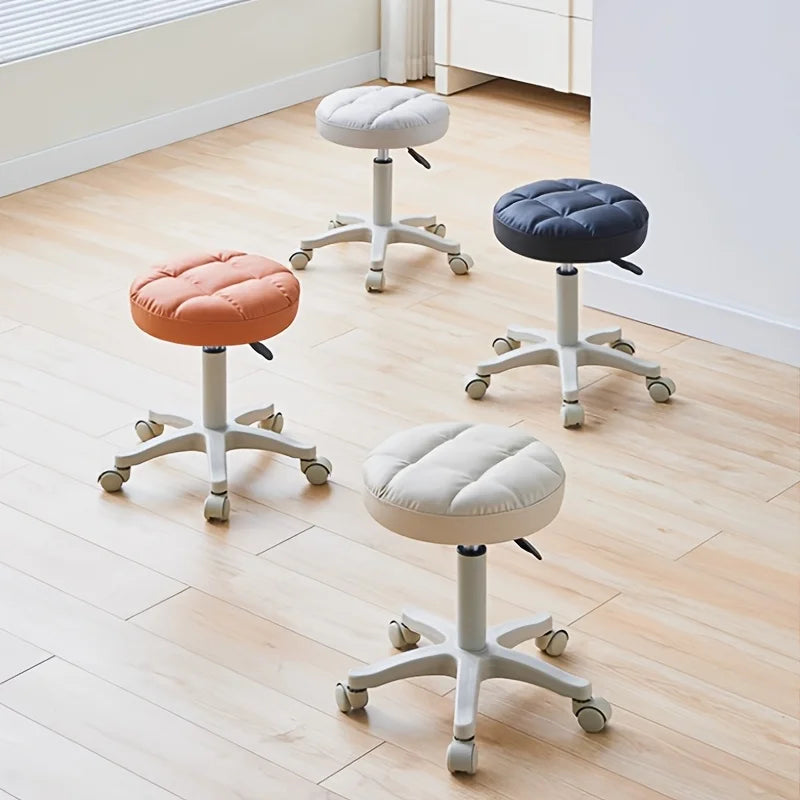 Faux Leather Rolling Stool – Adjustable Swivel Work Chair Swivel Rolling Stool Axl