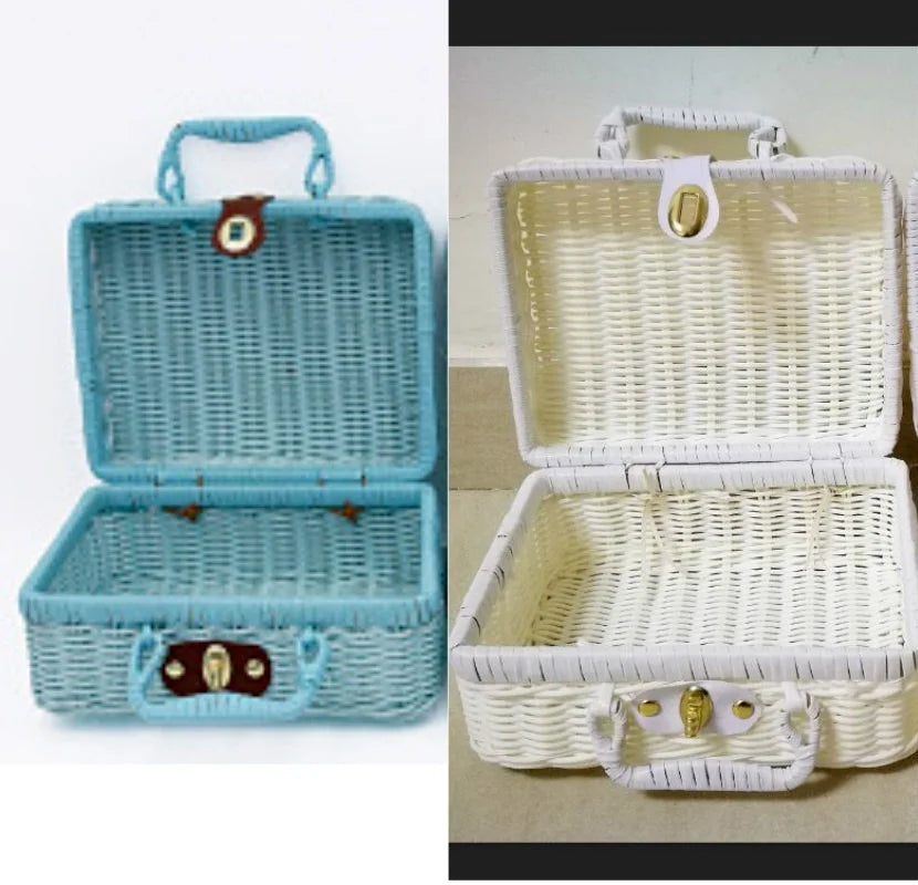 Retro Rattan Woven Storage Basket – Portable Handheld Organizer Woven Storage Basket Axl