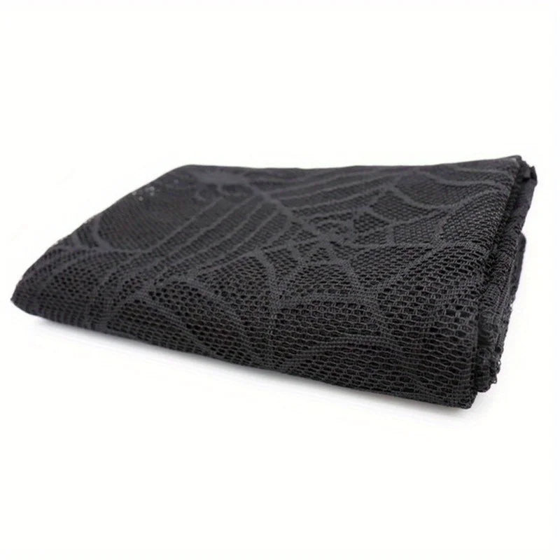 Black Lace Spider Web Tablecloth – Halloween Table Decor 48x96" Halloween Tablecloth Axl