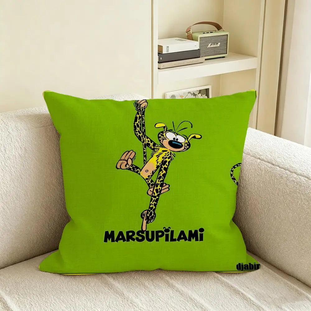 Marsupilami Linen Cushion Cover | Cartoon Pillowcase Set Decorative Cushion Cover Axl White8 50X50cm