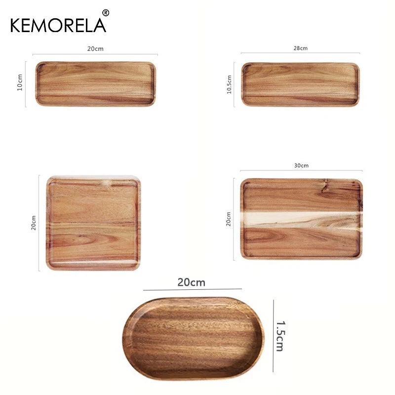 Acacia Wood Coffee & Tea Serving Tray | Gongfu Kitchen Tray Wood Serving Tray Axl