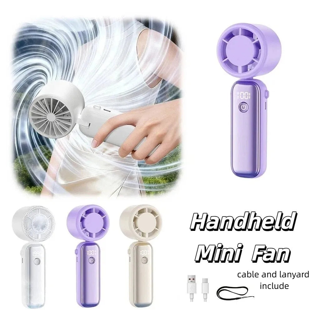 USB Rechargeable Mini Handheld Fan – 199 Speeds & Display Handheld Fan Axl
