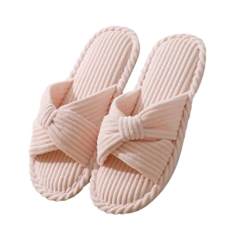 Women's Corduroy Open Toe Indoor Slippers – Non-Slip Women's Indoor Slippers Axl
