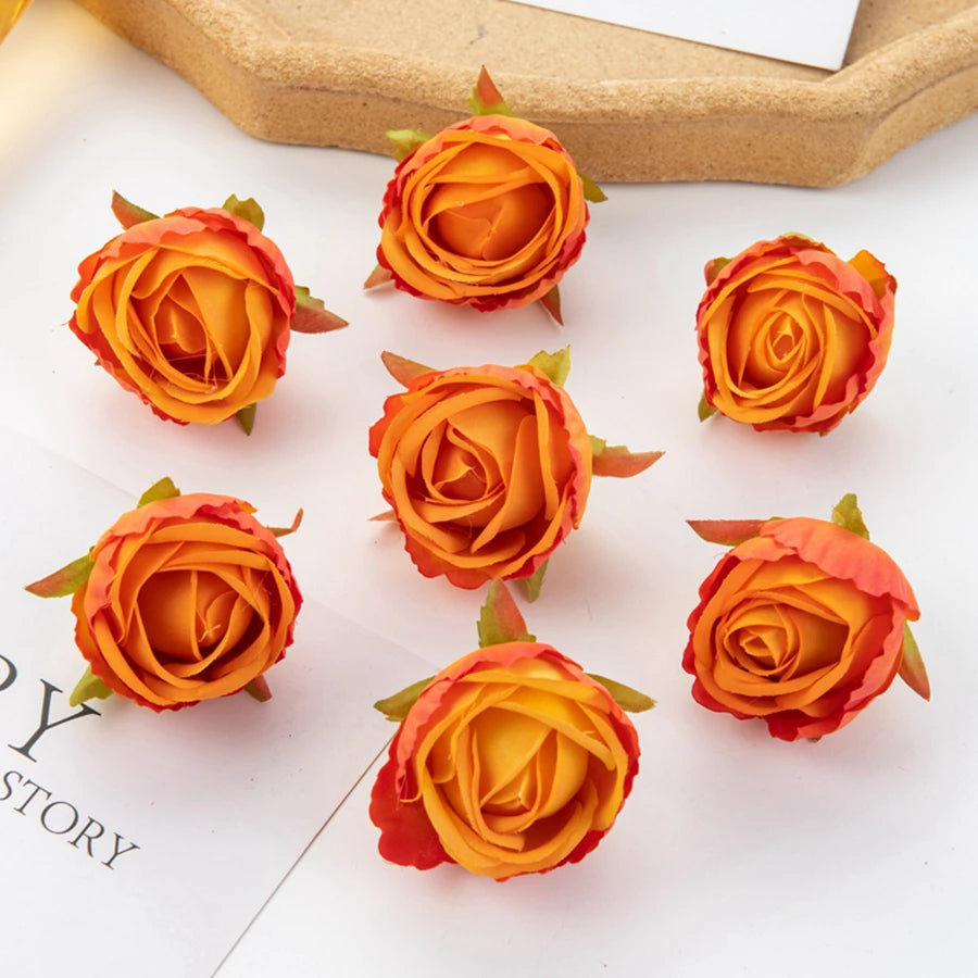 Silk Artificial Rose Heads 10/20 Pcs – Wedding & Home Decor Artificial Silk Flowers Axl Orange 20 pcs