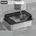 KEMORELA XL Stainless Steel Cat Litter Box with Lid & Scoop Cat Litter Box Axl Matte Black 50cm