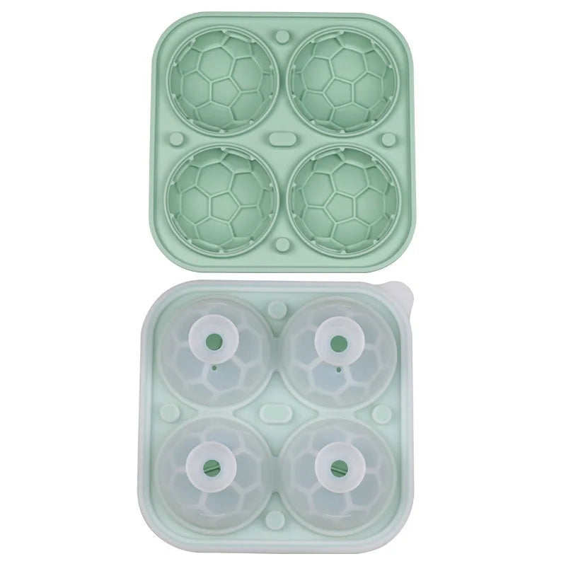 Football Ice Cube Mold – 4-Grid Silicone Tray with Lid | KEMORELA Silicone Ice Cube Mold Axl Green