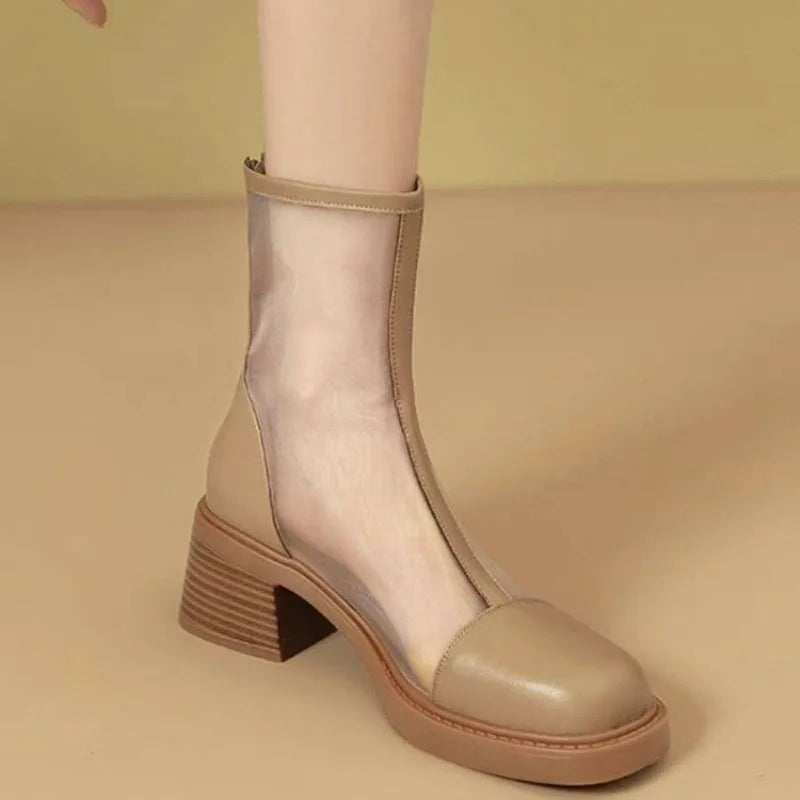 Women's Mesh High-Heel Ankle Boots – Breathable Summer Short Boots Women's Ankle Boots Axl