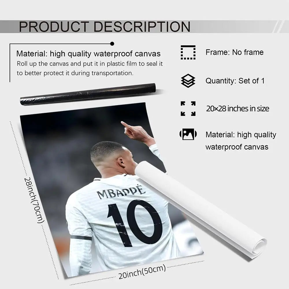 Mbappe Football Canvas Poster | Frameless Wall Art Decor Canvas Wall Art Axl