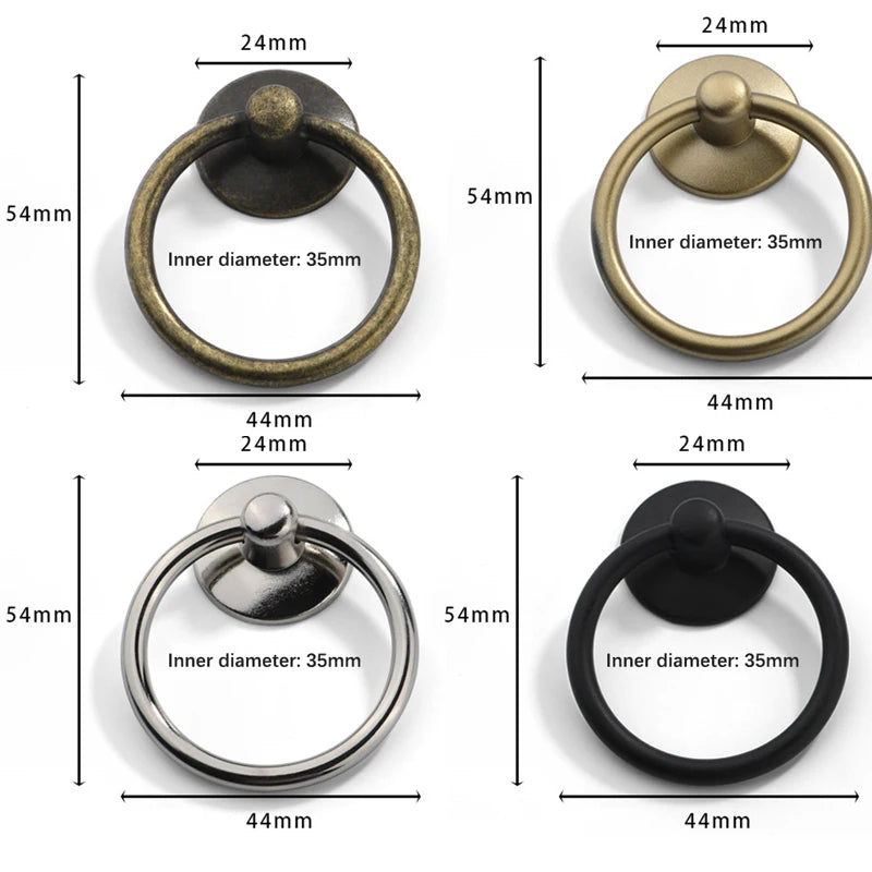 Vintage Round Ring Drawer Pulls – Zinc Alloy Cabinet Knobs 2pc Cabinet Drawer Pulls Axl