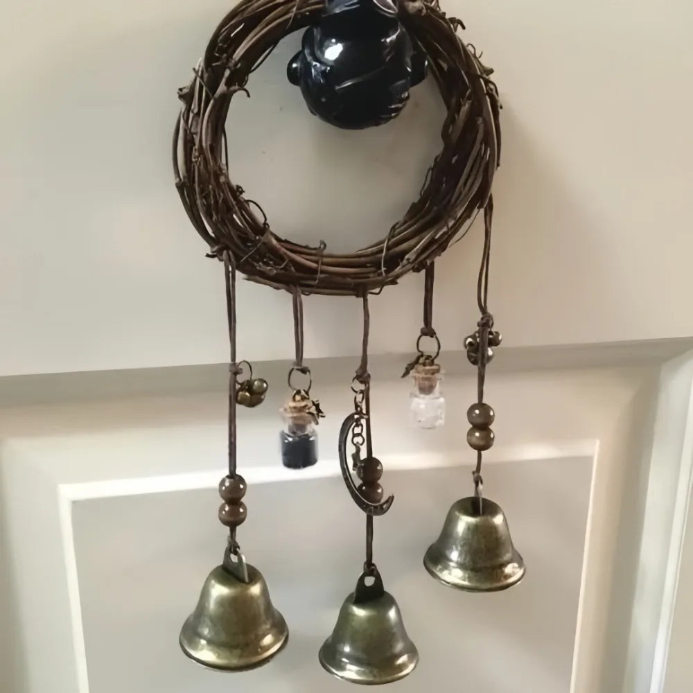 Witch Vine Bell Wind Chime – Rattan Door Knob Hanging Decor Wind Chime Pendant Axl