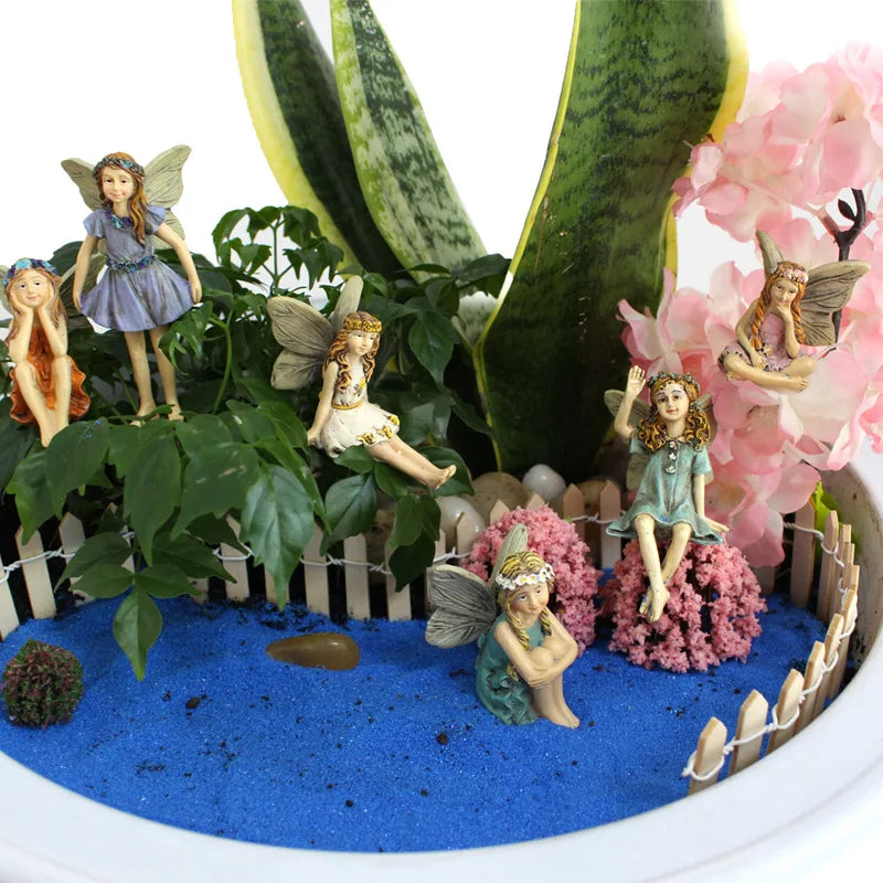 6-Piece Miniature Fairy Figurines Set – Fairy Garden Decor Garden Figurine Set Axl