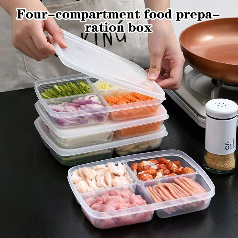 4-Grid Clear Fridge Organizer Box | Compartment Food Storage Food Storage Container Axl