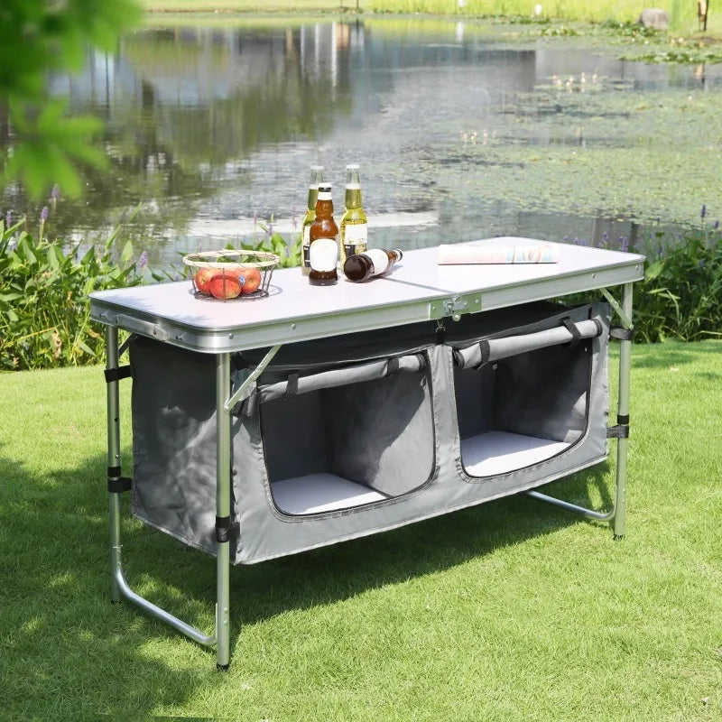 Folding Aluminum Camping Table with Storage Bag | Height Adjustable Folding Camping Table Axl