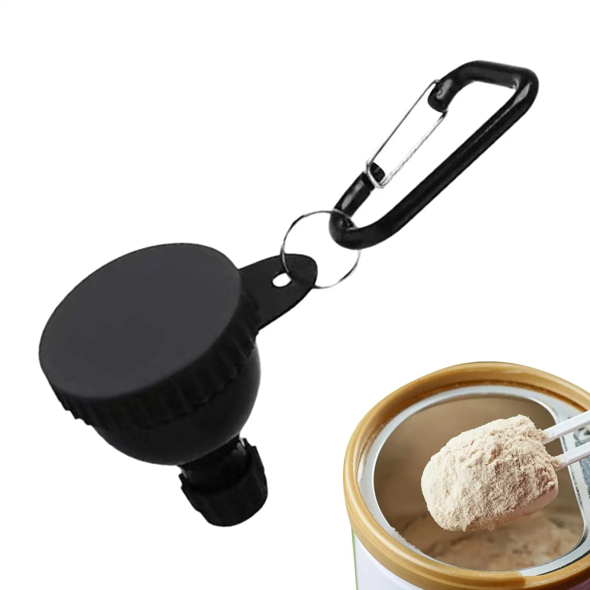 Mini Portable Protein Powder Funnel Container with Carabiner Supplement Storage Container Axl