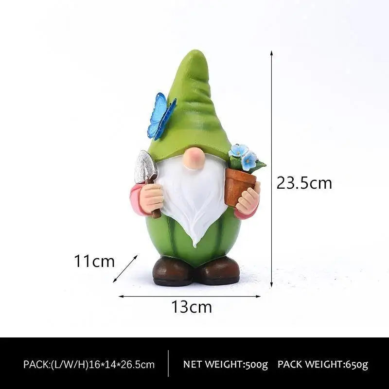 Solar Fruit Gnome Garden Statue – Resin Dwarf Sculpture Light Solar Garden Statue Axl A