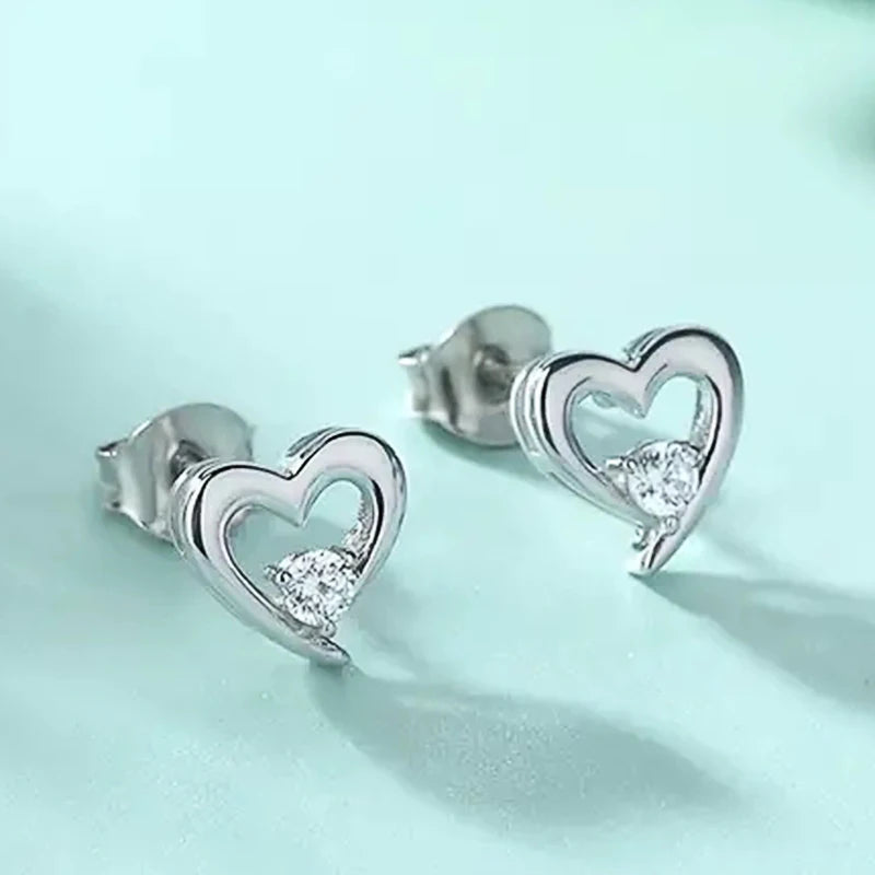 Huitan Cubic Zirconia Love Stud Earrings for Women Stud Earrings Axl E2898