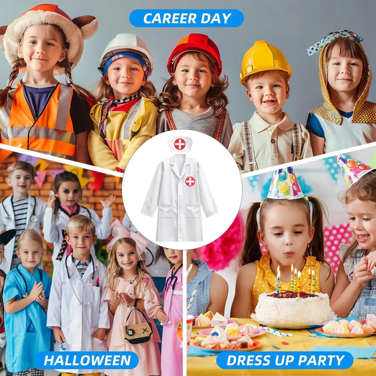 Kids Doctor Costume Dress-Up Set | Ages 3–8 | Machine Washable Kids Dress-Up Costume Axl