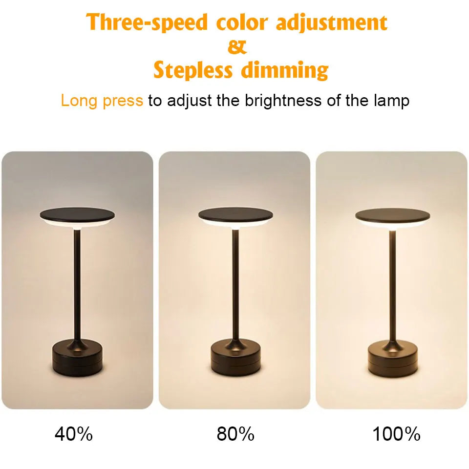 USB Rechargeable LED Touch Desk Lamp – 3-Color Crystal Dimmer LED Touch Desk Lamp Axl