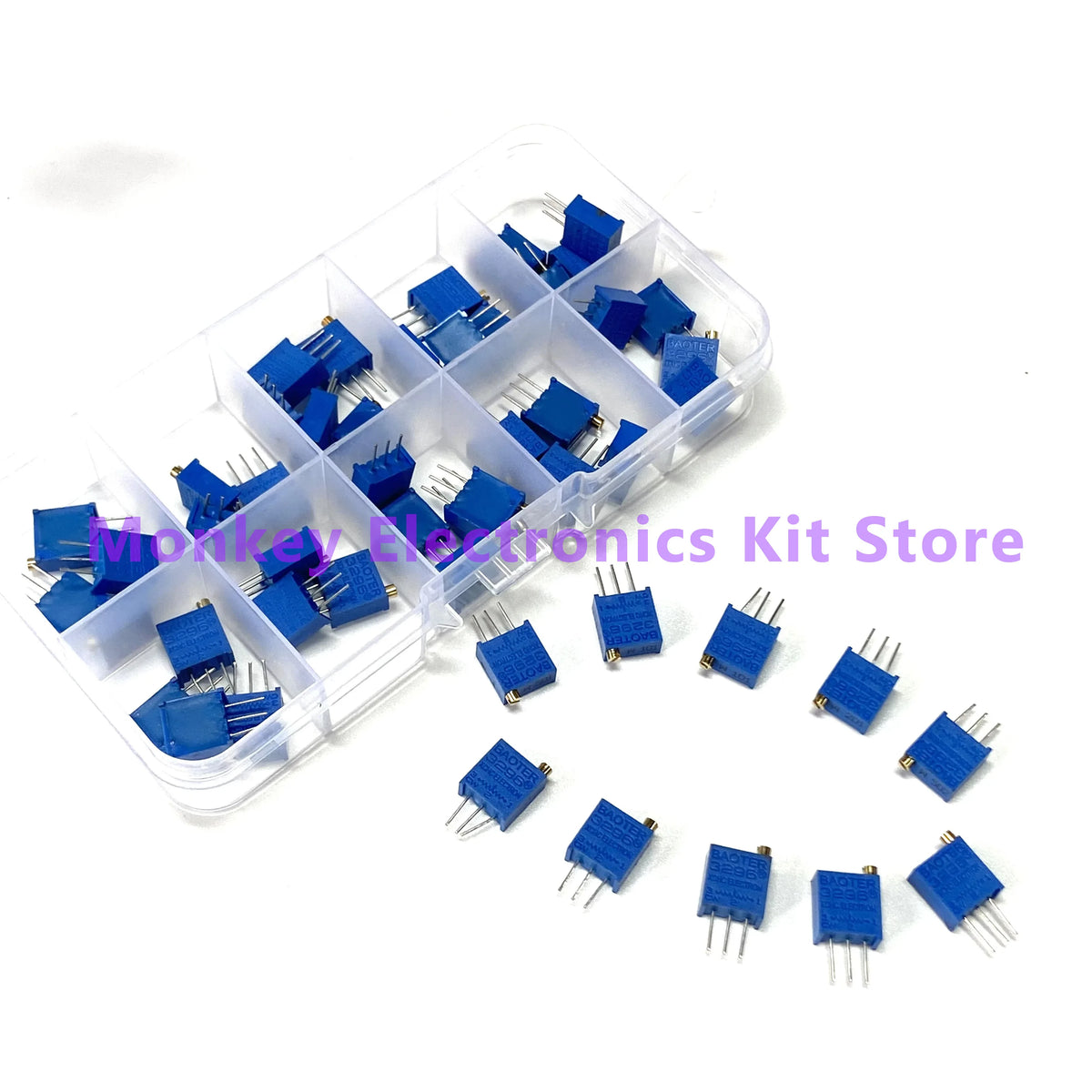 50-Piece 3296W Multiturn Trimmer Potentiometer Kit + Box Trimmer Potentiometer Kit Axl