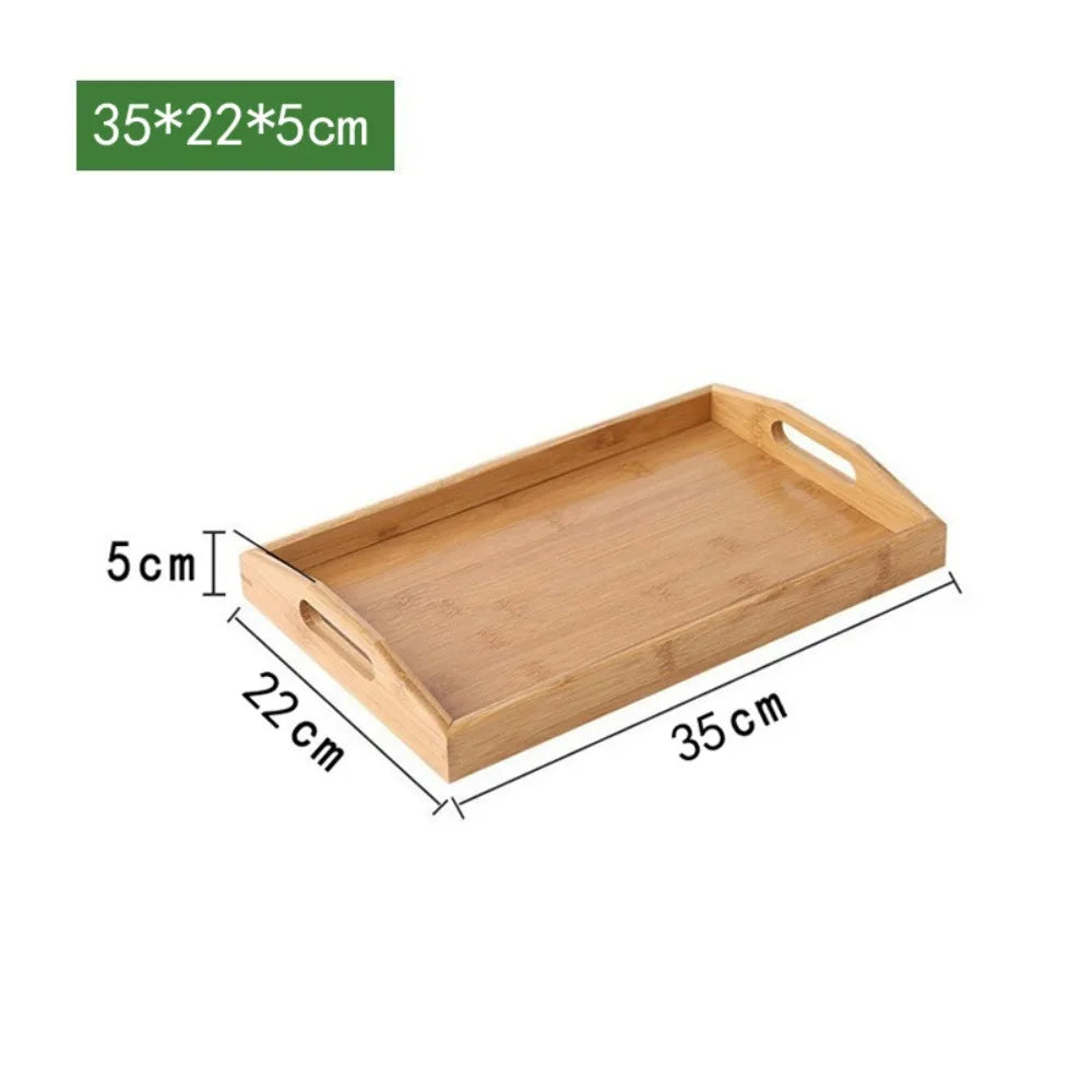 Retro Bamboo Storage Tray Organizer – Coffee Table & Tea Tray Bamboo Serving Tray Axl 35-22-5cm