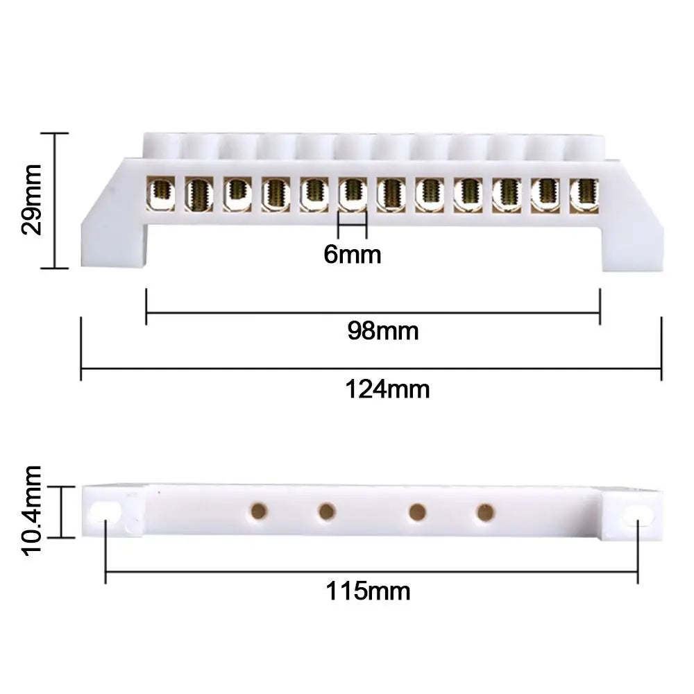 Copper Ground Bar Terminal Block – 5 to 12 Hole Bridge Type Ground Bar Terminal Axl 12 Holes