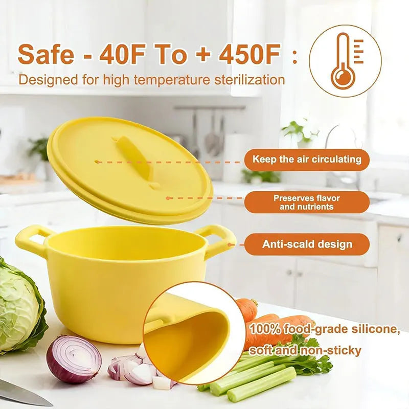 Silicone Microwave Steamer Bowl with Lid – 40oz Veggie Cooker Microwave Steamer Axl