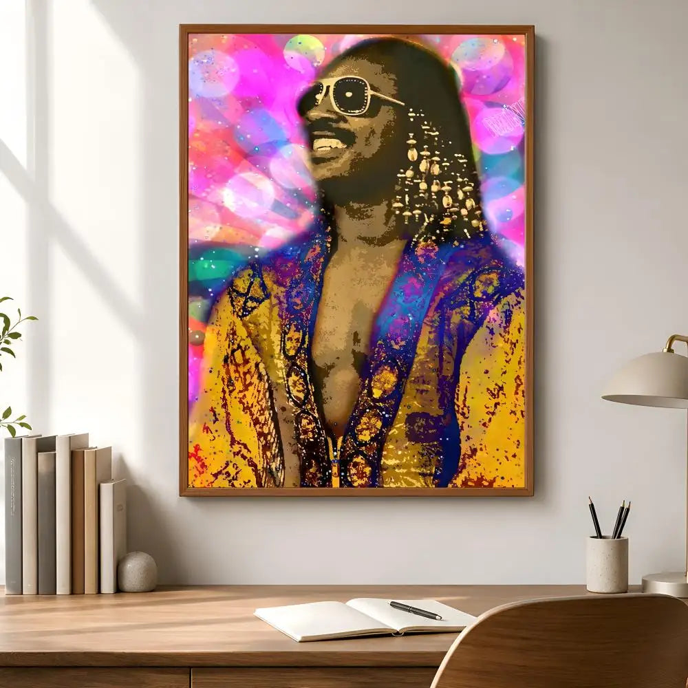 Stevie Wonder HD Waterproof Wall Poster PVC Sticker | Music Décor Wall Poster Sticker Axl
