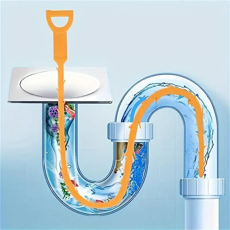 Drain Hair Clog Remover Tool – Pipe Cleaning Snake (Orange) Drain Cleaning Tool Axl