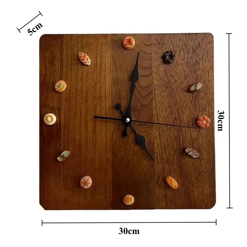 Oeny Handmade Solid Wood Square Silent Wall Clock 30cm Decorative Wall Clock Axl