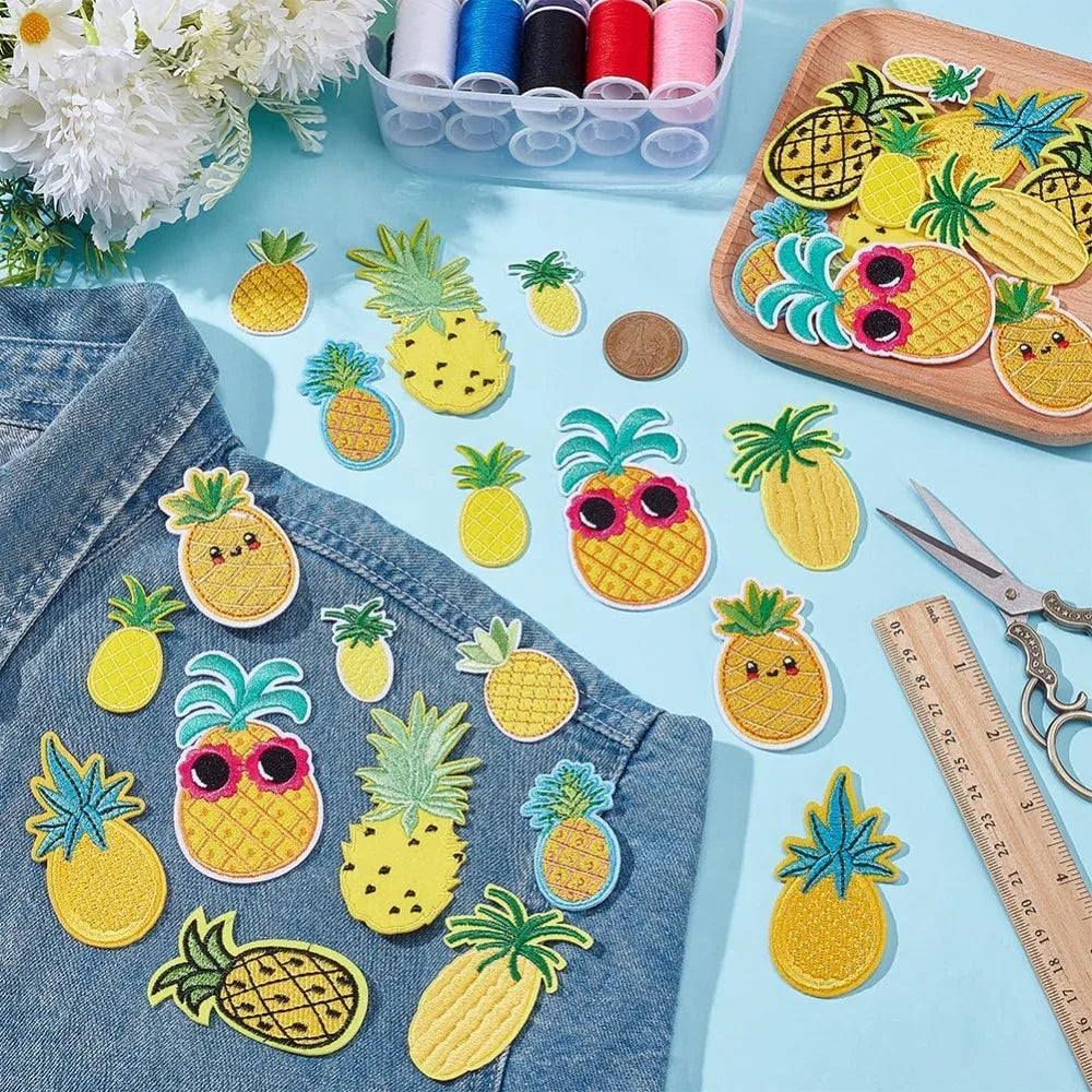30-Pc Pineapple Iron-On & Sew-On Patches – 10 Styles Iron-On Patches Axl