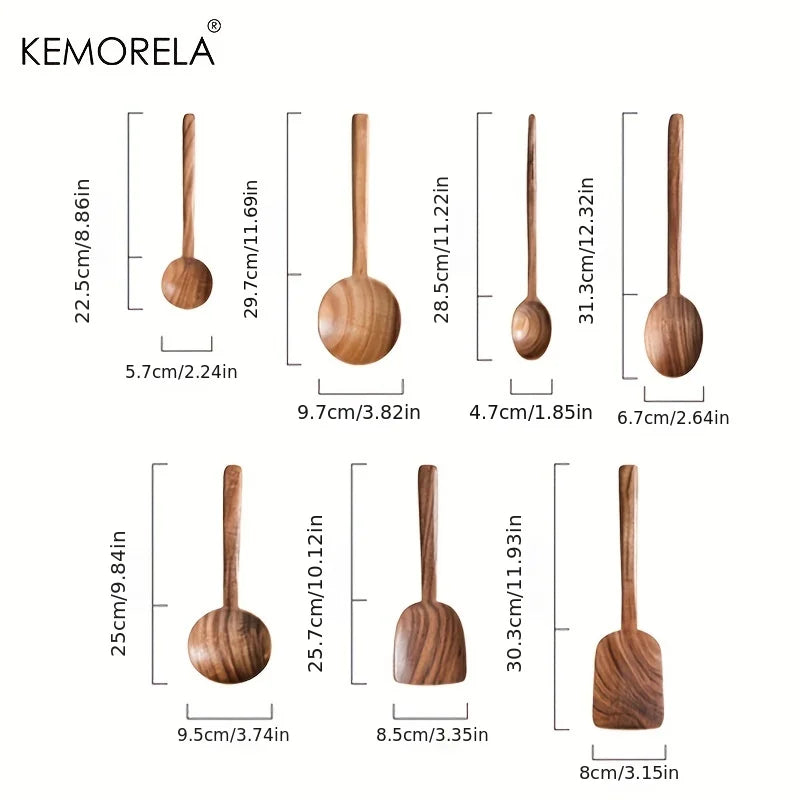Thai Wooden Kitchen Tool Set – Non-Stick Spatula & Spoons Wooden Kitchen Tool Set Axl