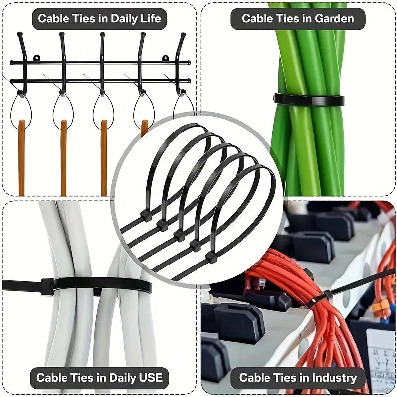 300 Pcs Heavy-Duty Nylon Cable Ties – Self-Locking Zip Ties Nylon Cable Ties Axl