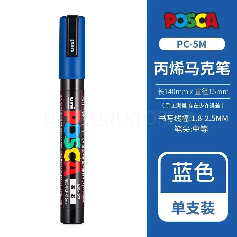 Uni POSCA Acrylic Paint Markers PC-1M 3M 5M – Multi-Colour Acrylic Paint Markers Axl PC-5M Blue