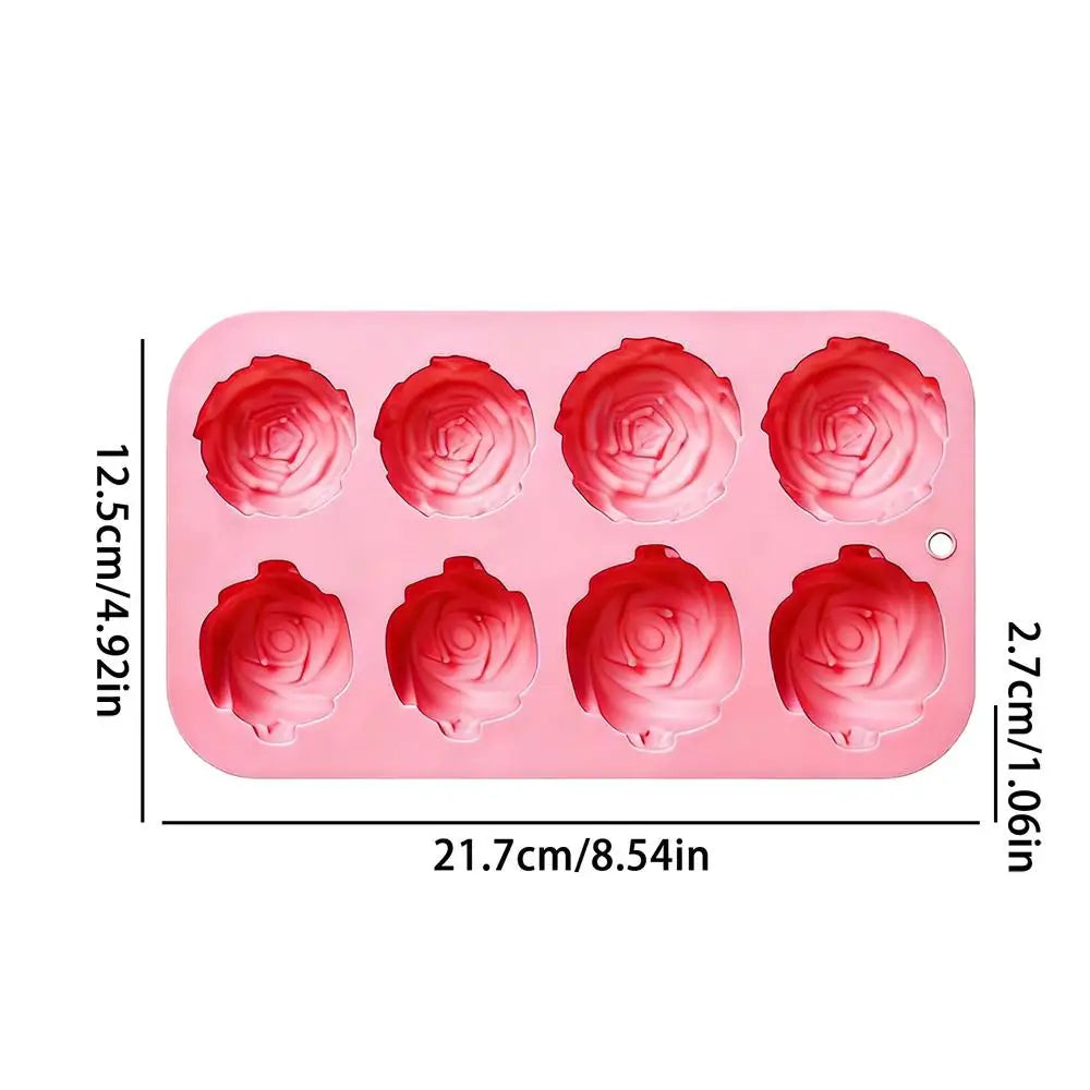Rose Silicone Cupcake Molds – 8-Cavity Nonstick Baking Pan Silicone Baking Mold Axl Pink