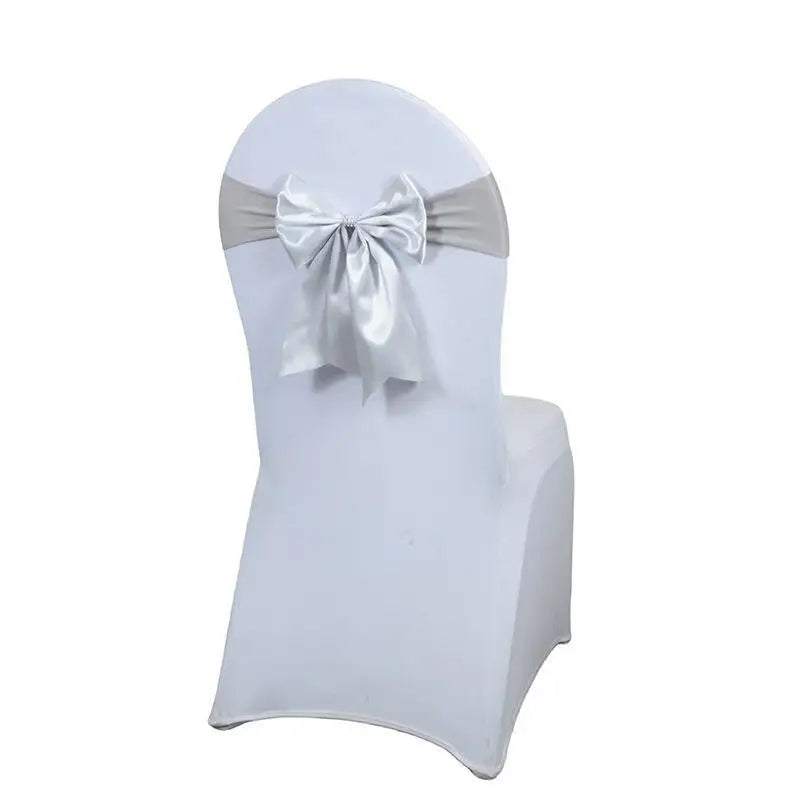 Satin Chair Bow Sash with Rhinestone – Wedding & Party Décor Chair Bow Sash Axl T