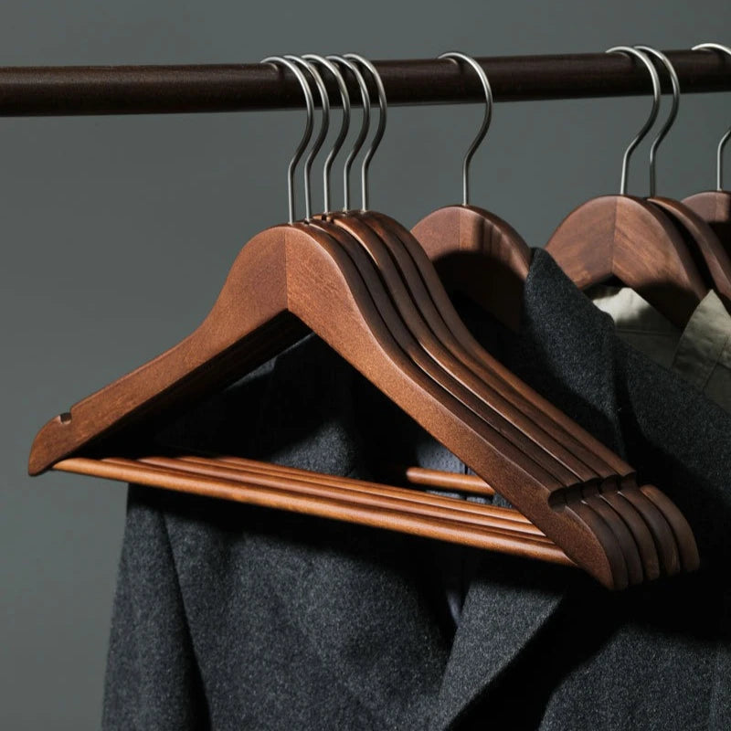 Wooden Clothes Hangers Set of 10 – Retro Closet Organizer Wooden Clothes Hangers Axl