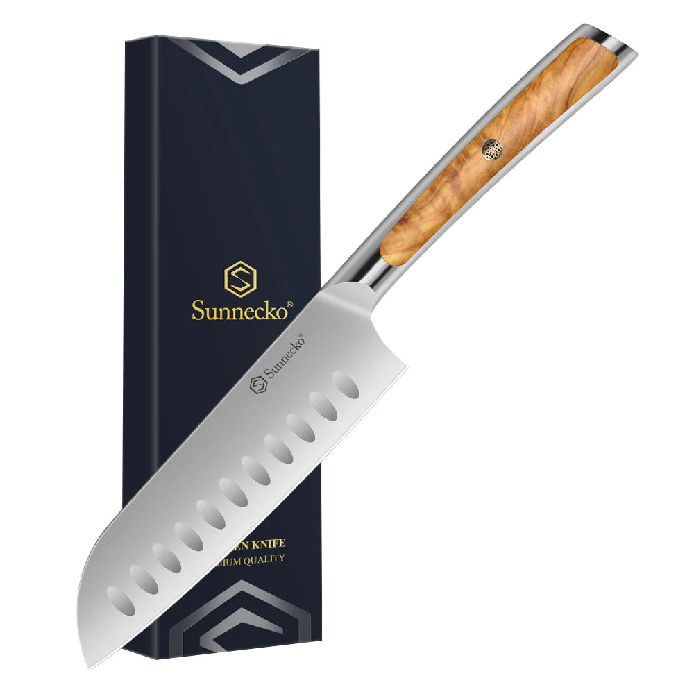 Sunnecko Japanese Chef Knife – 1.4116 Steel & Olive Wood Handle Japanese Chef Knife Axl 5 Inch Santoku Knife China Mainland