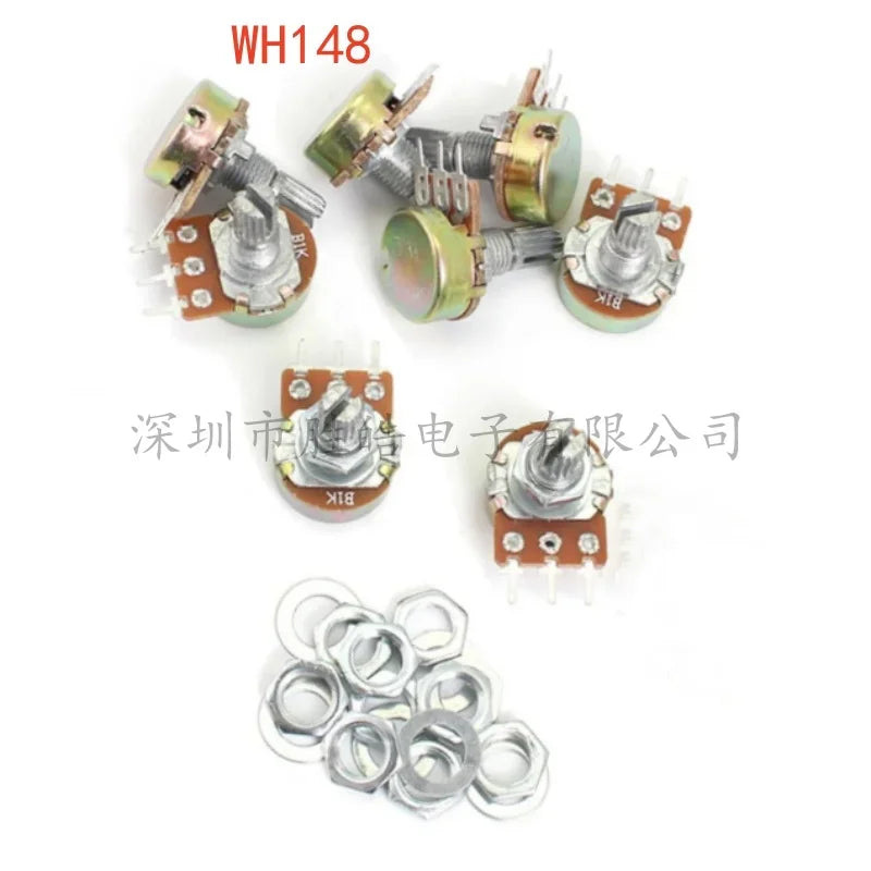 10PCS WH148 15mm Linear Potentiometer Kit – 1K to 1M Ohm Linear Potentiometer Kit Axl 100K Ohm