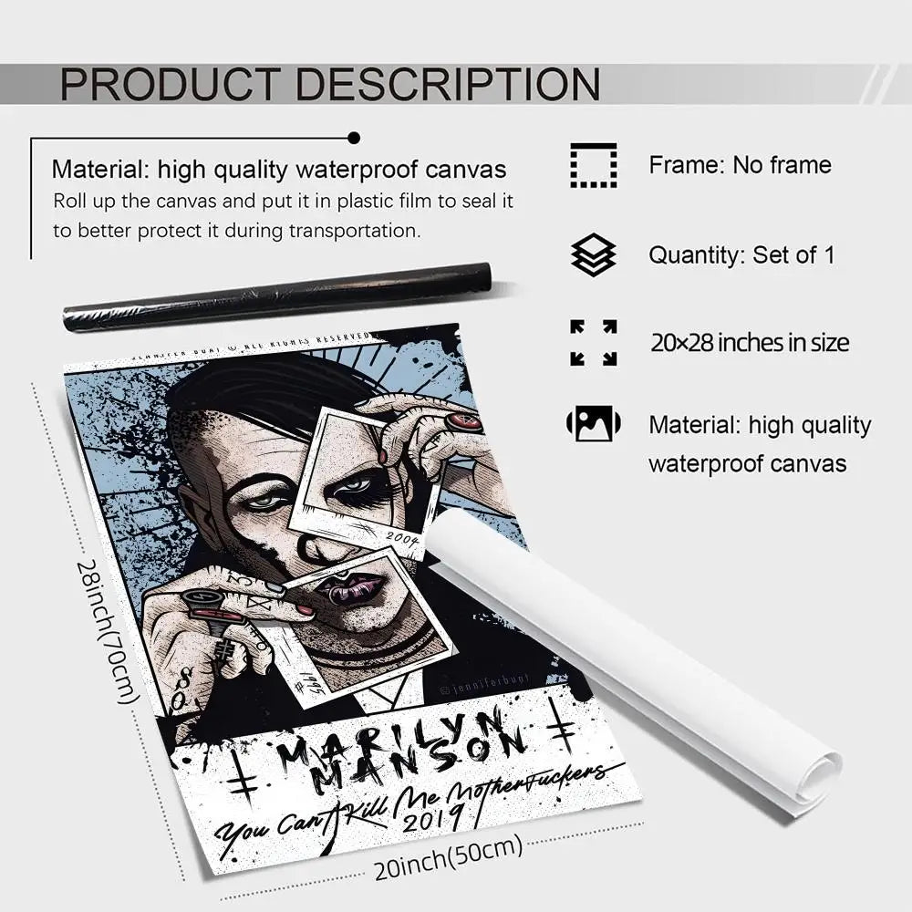 Marilyn Manson Canvas Wall Art Poster – Unframed Home Decor Canvas Wall Art Axl