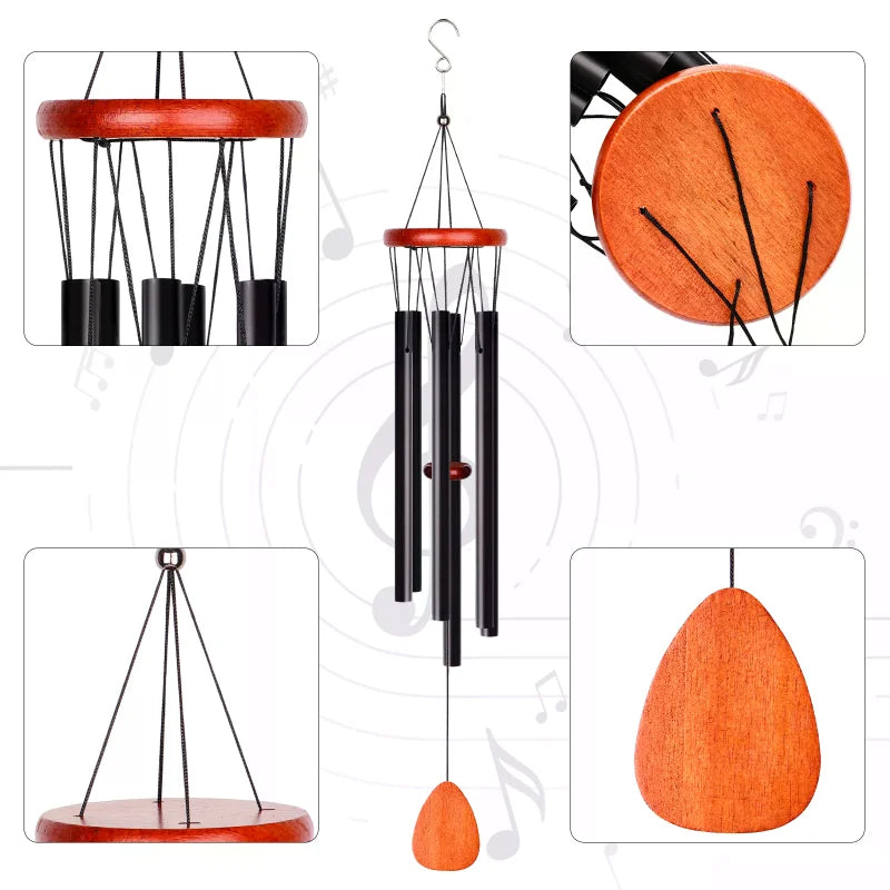 2-Pack 27" Aluminium Wind Chimes – Classic Black Outdoor Garden Outdoor Wind Chimes Axl