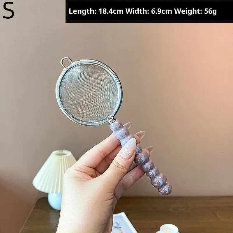 Tea Strainer with Pearl Ceramic Handle – Fine Mesh Sieve Tea Strainer Axl Purple S