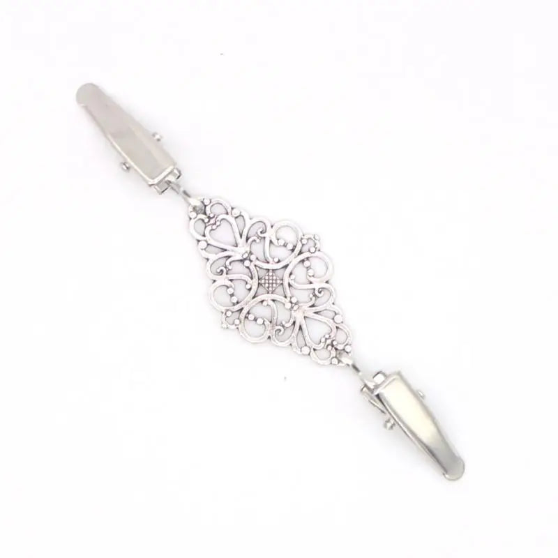 Retro Flower Sweater Clips – Cardigan Collar Brooch Fastener Sweater Clip Brooch Axl Silver