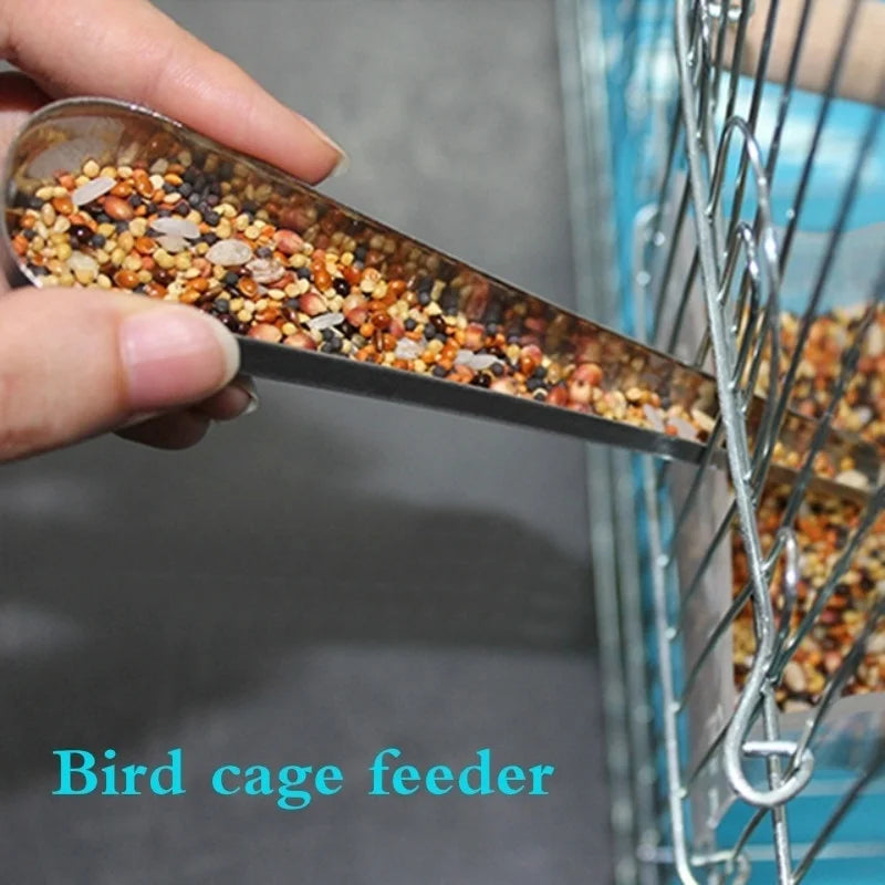 Stainless Steel Bird Cage Feeder Shovel – Parrot & Pigeon Bird Cage Feeder Axl Default Title