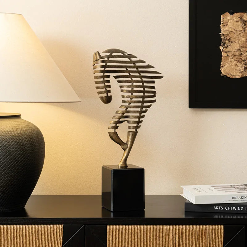 Horse Head Metal Figurine | Modern Desktop Sculpture Home Decor Metal Sculpture Figurine Axl