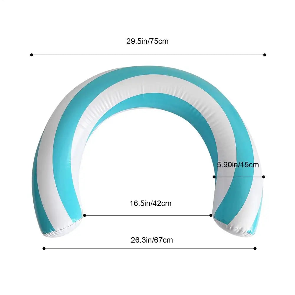 U-Shaped Inflatable Pool Float – Striped Arch Noodle Ring Inflatable Pool Float Axl Blue 1pcs