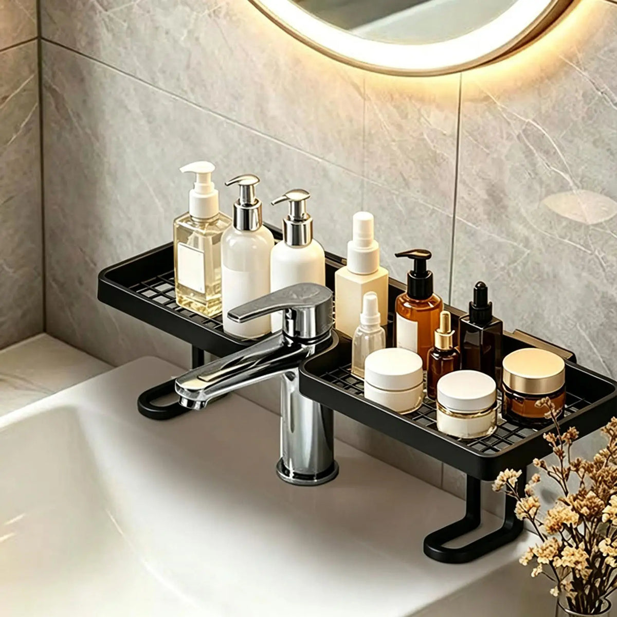 Over Sink Shelf No-Drill U-Shape Bathroom Storage Rack Bathroom Sink Shelf Axl
