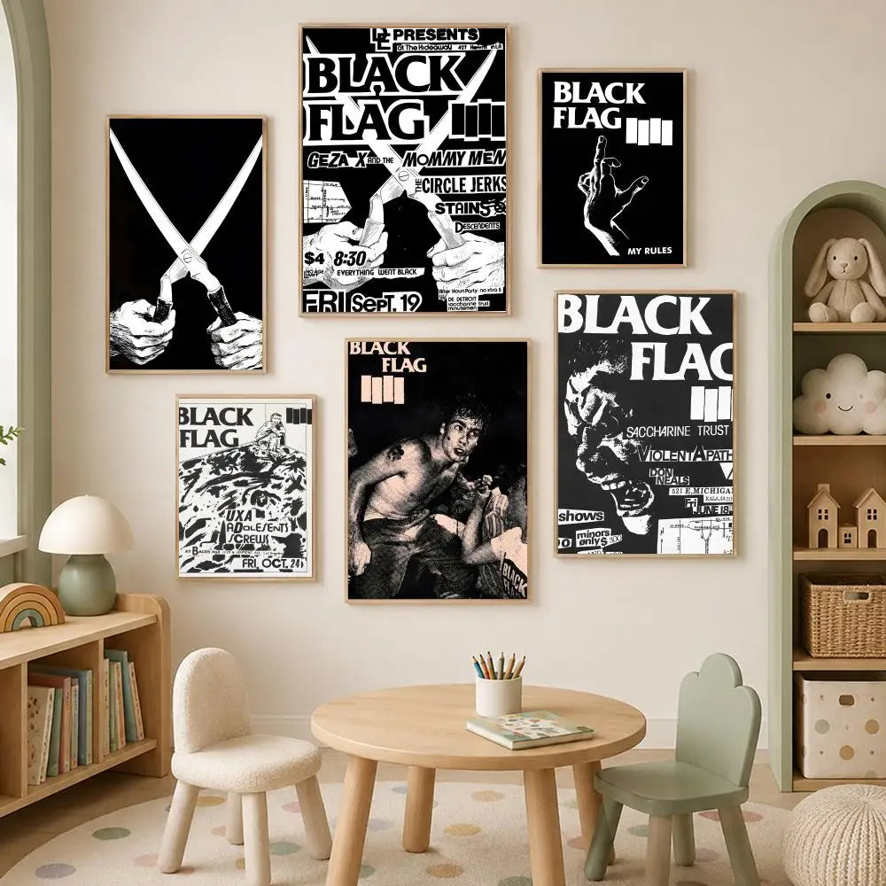 Black Flag Band HD Wall Poster – Self-Stick Waterproof Art Wall Art Poster Axl