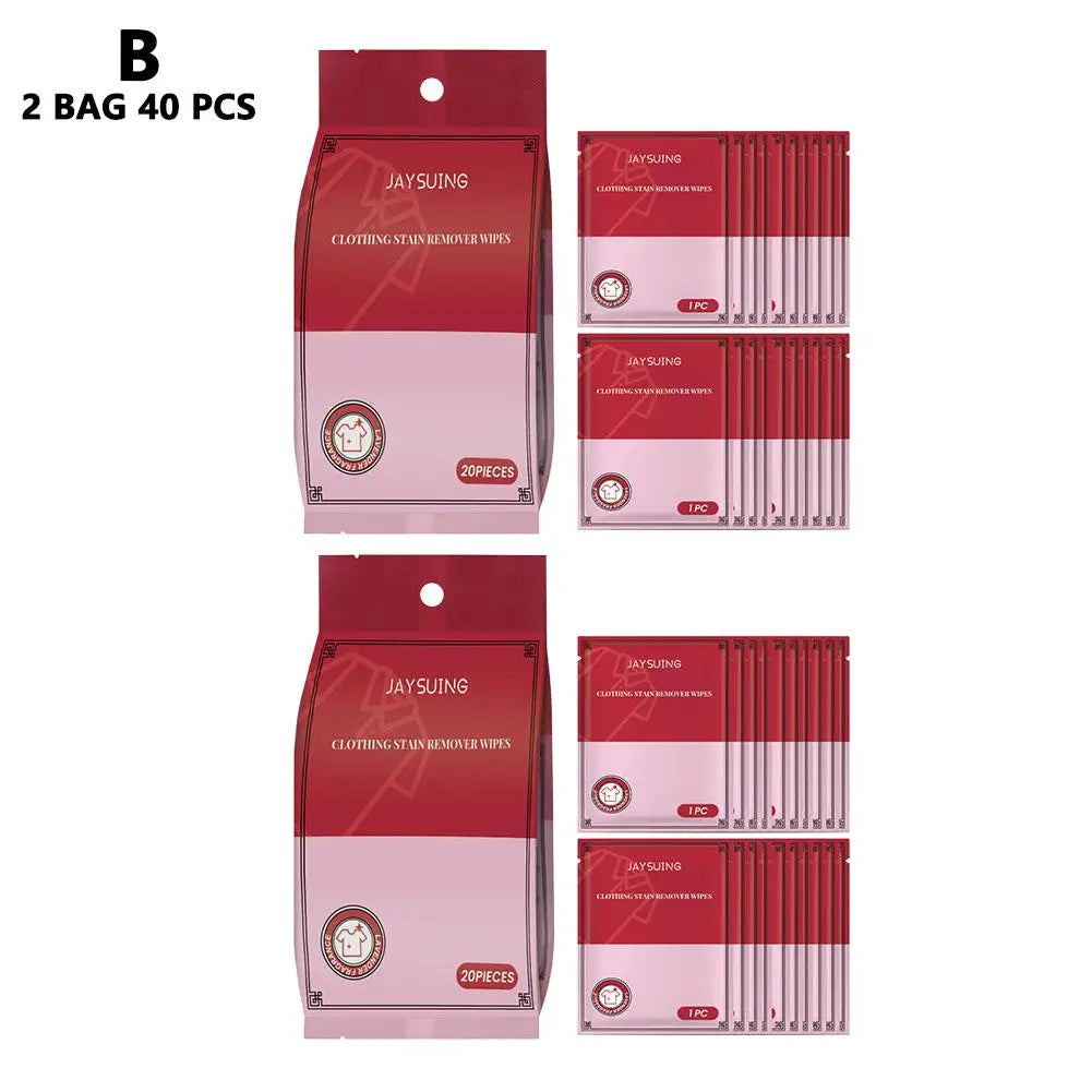 Portable Clothing Stain Removal Wipes – 20pc Emergency Cleaner Stain Removal Wipes Axl 2bag 40pcs